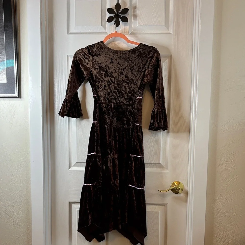 Speechless Brown Velvet w/Pink Sequins Dress for Costume Dress Up Party Like New